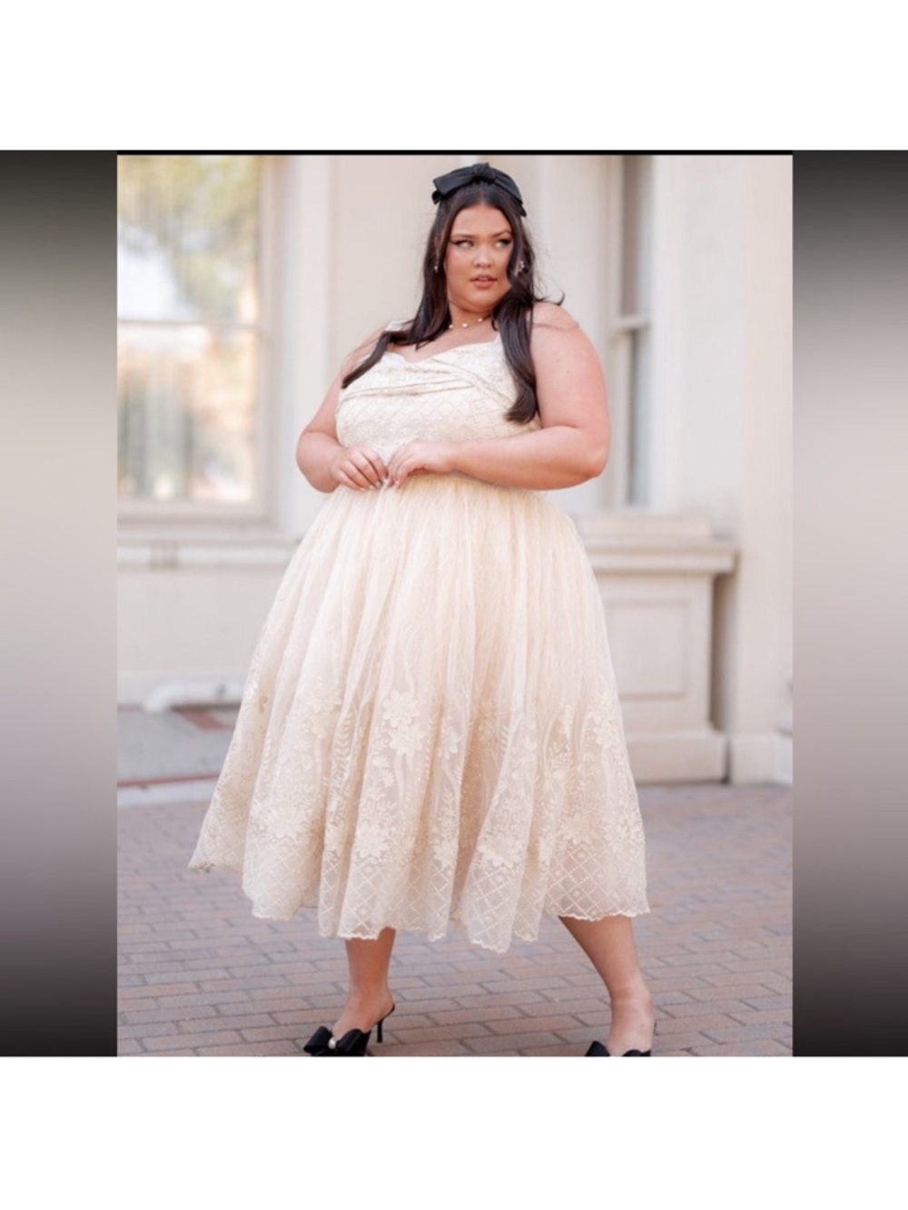 JessaKae Champagne Lace Tulle Ball Gown Dress - Picture 6 of 6